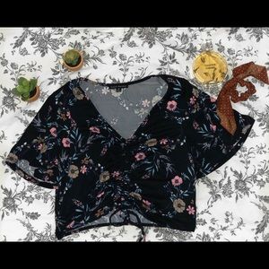 Floral tie up cropped top